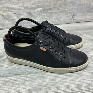 ECCO Soft 7 Sneakers Womens 9 40 EU Black Leather Lace Up Casual Shoes Sneakers
